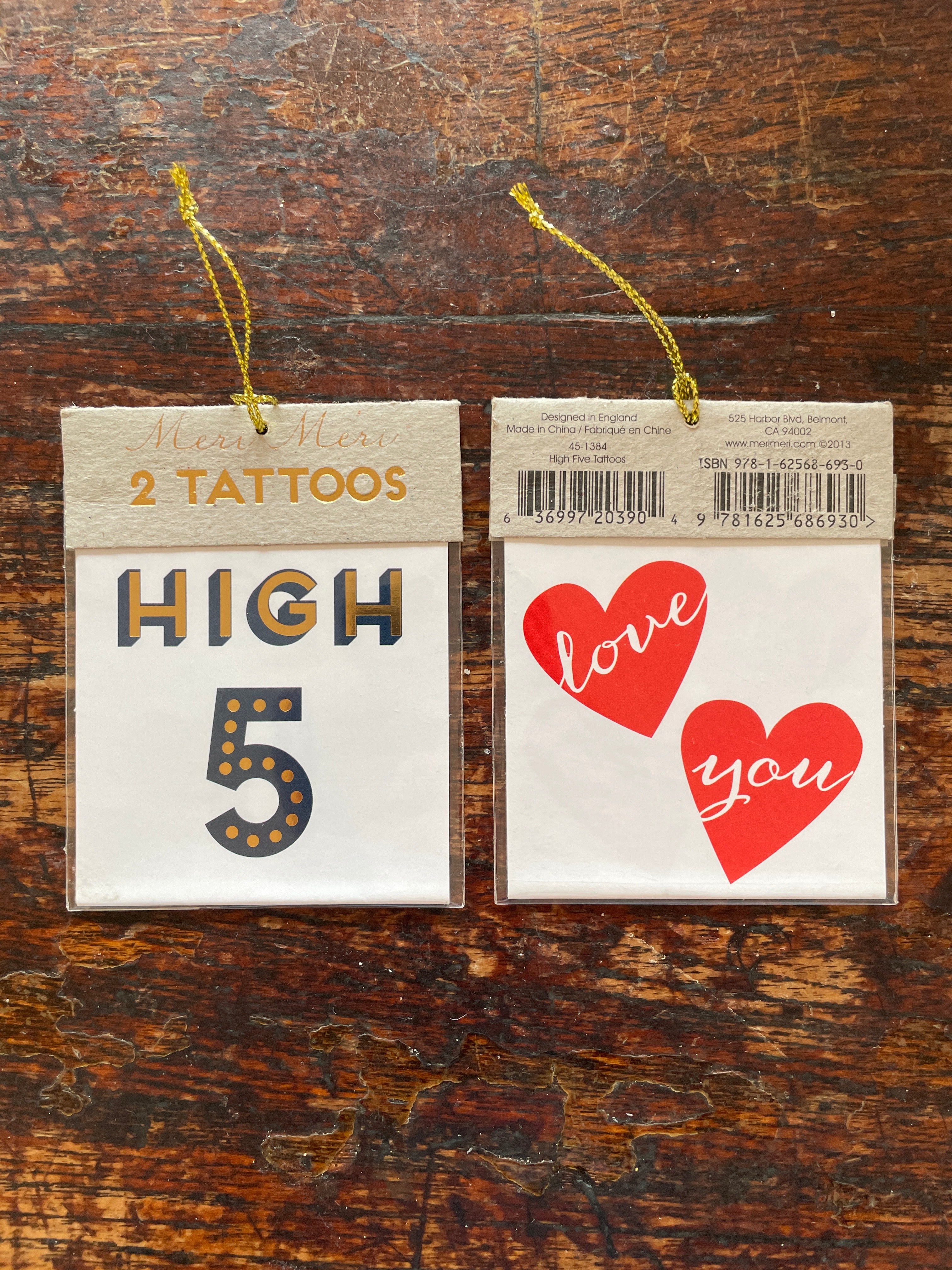Temporary tattoos: High 5 & Love You Hearts
